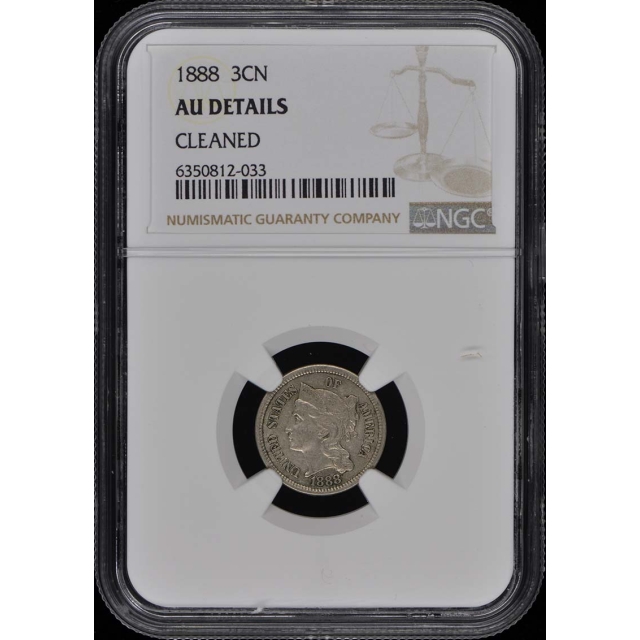 1888 Three Cent Piece - Copper Nickel 3CN NGC AU Details