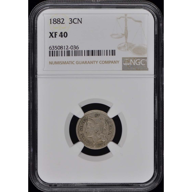 1882 Three Cent Piece - Copper Nickel 3CN NGC XF40