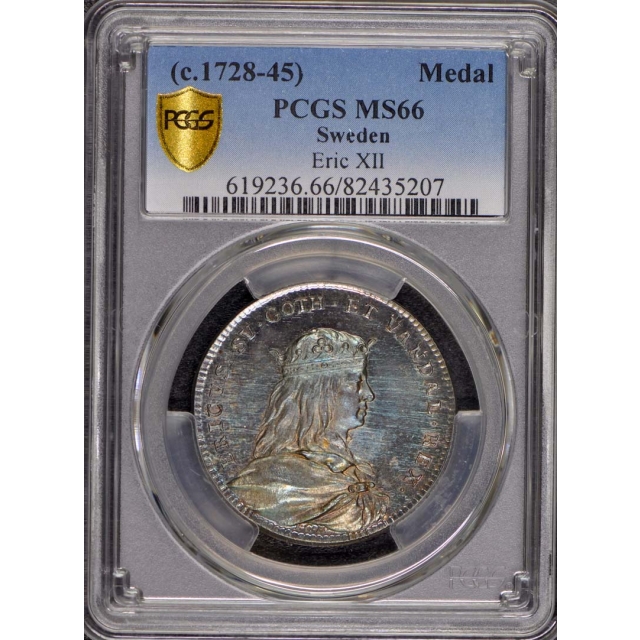c.1728-45 Sweden Medal PCGS MS66 Eric XII
