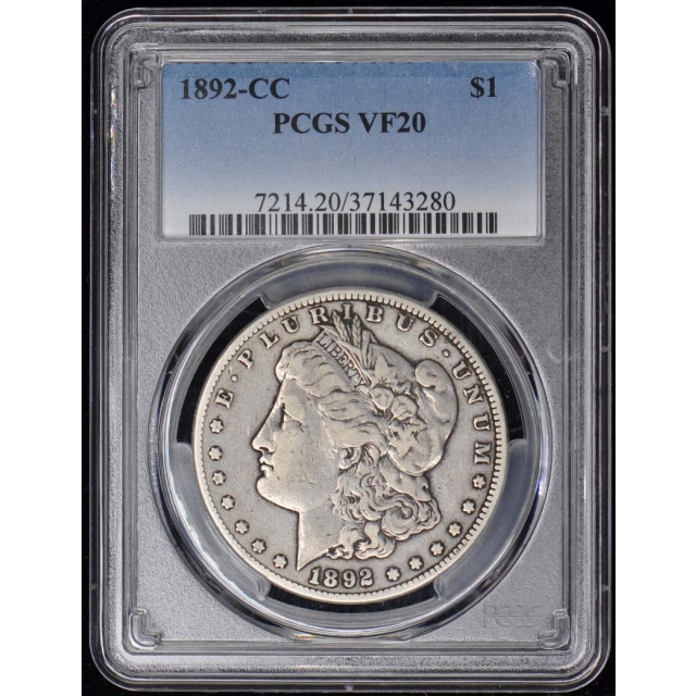 1892-CC $1 Morgan Dollar PCGS VF20