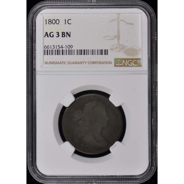 1800 Draped Bust Cent 1C NGC AG3BN