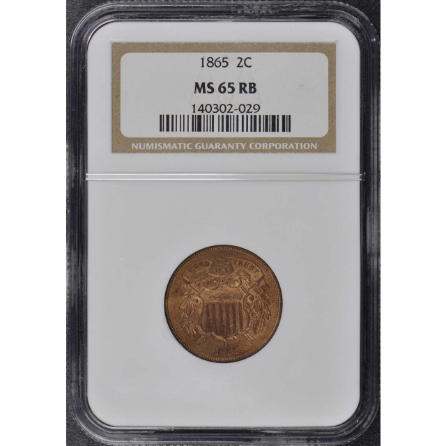 1865 Two Cent Piece 2C NGC MS65RB