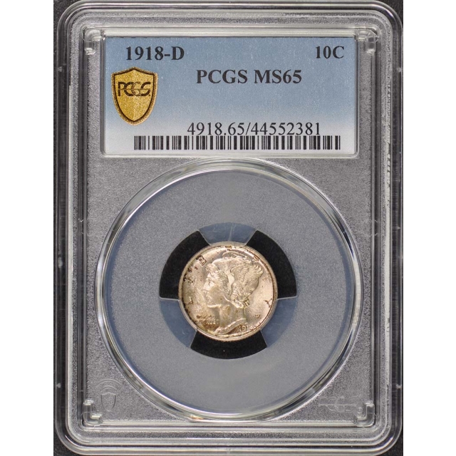 1918-D 10C Mercury Dime PCGS MS65