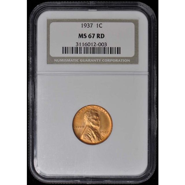 1937 Wheat Reverse Lincoln Cent 1C NGC MS67RD