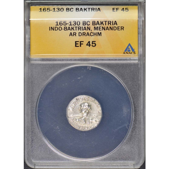 165-130 BC Baktria AR Drachm Menander ANACS EF45 