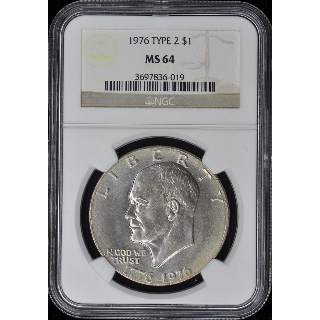 1976 TYPE 2 Eisenhower Dollar $1 NGC MS64