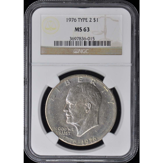 1976 TYPE 2 Eisenhower Dollar $1 NGC MS63