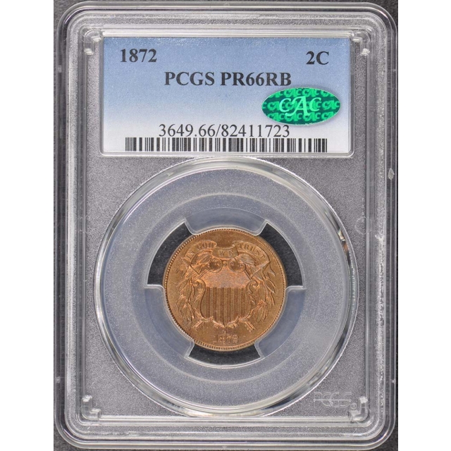 1872 2C Two Cent Piece PCGS PR66RB (CAC)