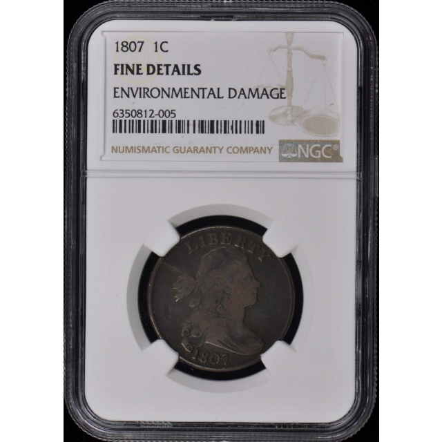 1807 Draped Bust Cent 1C NGC F DetailsBN