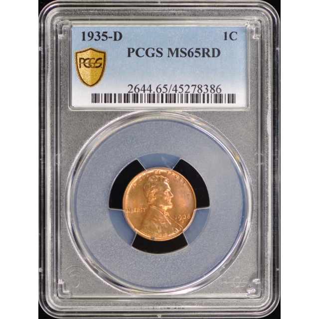 1935-D 1C Lincoln Cent - Type 1 Wheat Reverse PCGS MS65RD