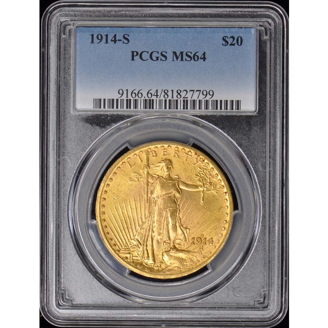 1914-S $20 Saint Gaudens PCGS MS64