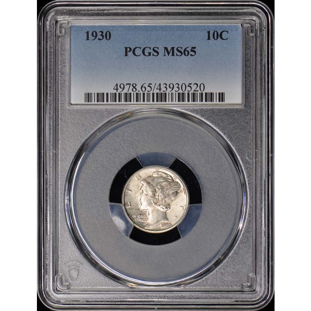 1930 10C Mercury Dime PCGS MS65