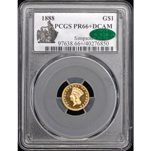1888 G$1 Gold Dollar PCGS PR66+DCAM (CAC)