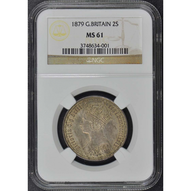 1879 G.BRITAIN 2S Silver Two Shilling NGC MS61 Florin
