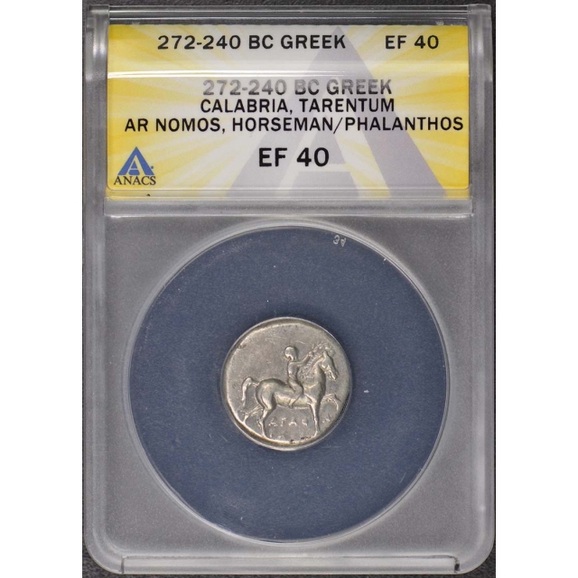 c.272-240 BC CALABRIA, TARENTUM AR NOMOS Greek ANACS EF40 Horseman