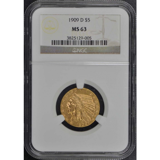 1909-D Indian $5 NGC MS63