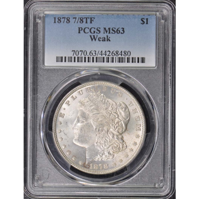 1878 7/8TF $1 7TF, Reverse of 1878 Morgan Dollar PCGS MS63