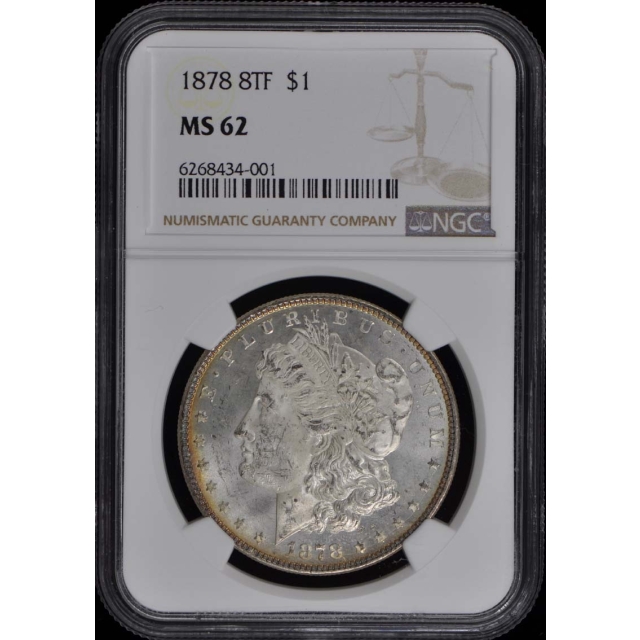 1878 8TF Morgan Dollar S$1 NGC MS62