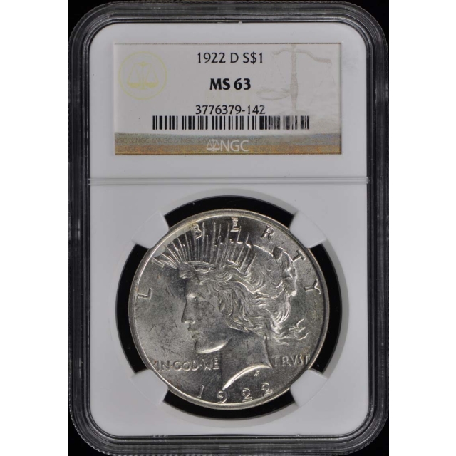1922-D Peace Dollar S$1 NGC MS63