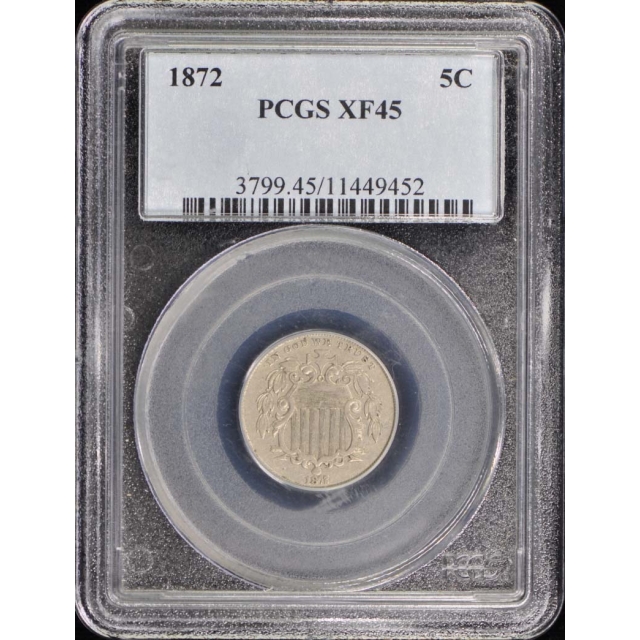 1872 5C Shield Nickel PCGS XF45
