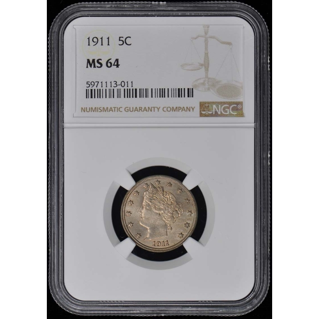 1911 Liberty Nickel 5C NGC MS64