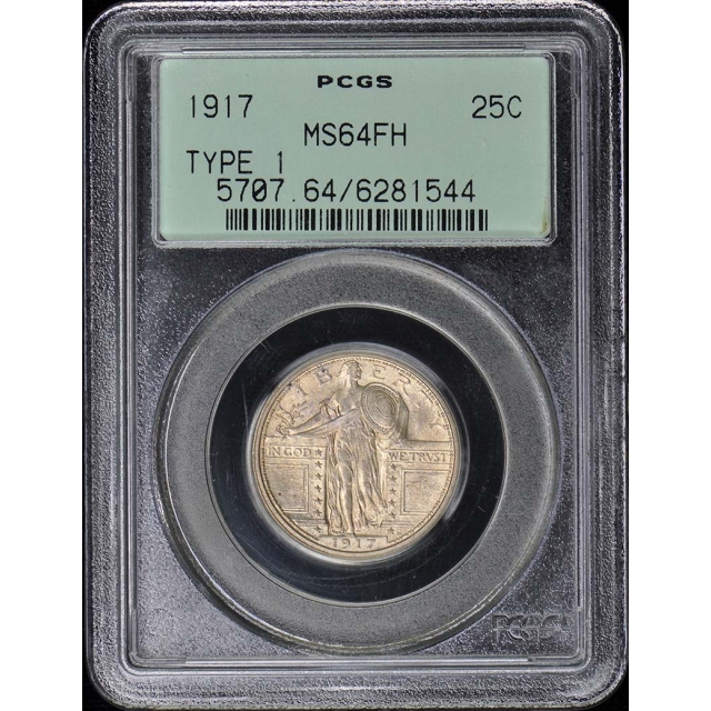 1917 25C Type 1 Standing Liberty Quarter PCGS MS64FH OGH