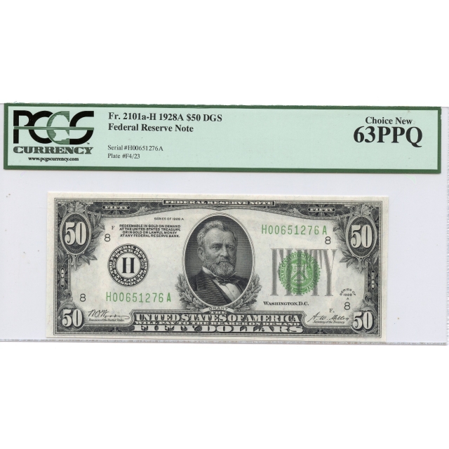 1928A $50 Federal Reserve Note PCGS CH63 PPQ