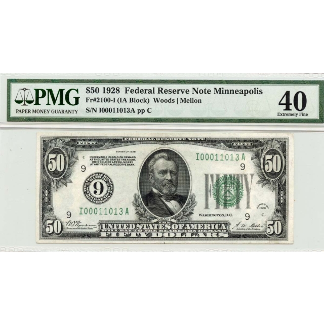 1928 $50 Federal Reserve Note Fr# 2100-I PMG EF40 