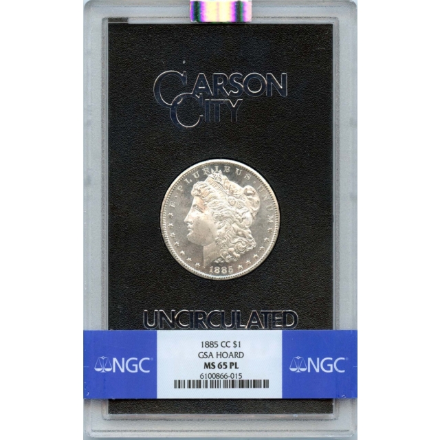 1885-CC Morgan Dollar GSA HOARD S$1 NGC MS65PL