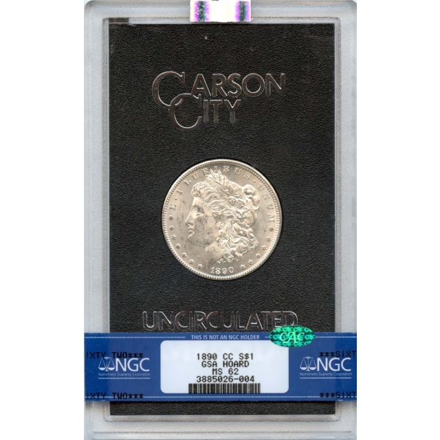 1890-CC Morgan Dollar GSA HOARD S$1 NGC MS62 (CAC)
