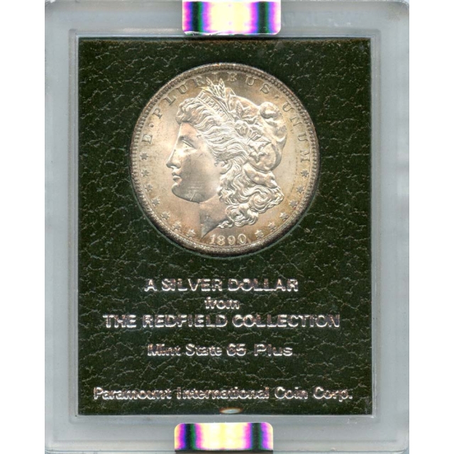 1890-S $1 Silver Morgan Dollar Redfield NGC MS65+ Green Holder