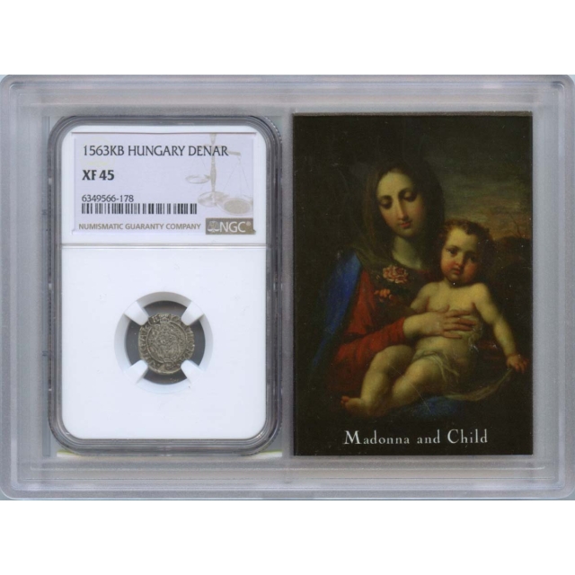 1563KB Hungary Denar Ferdinand Madonna and Child NGC XF45