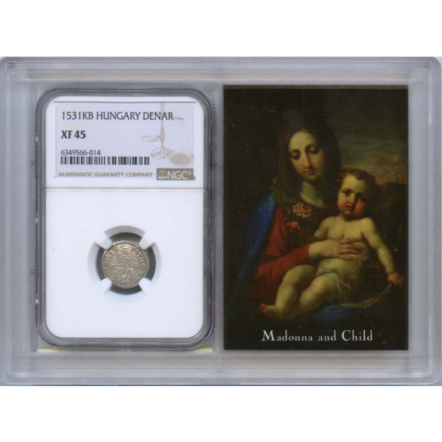 1531KB Hungary Denar Ferdinand Madonna and Child NGC XF45