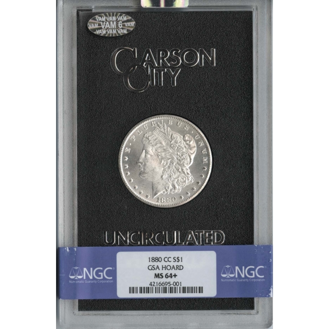 1880-CC Morgan Dollar GSA HOARD S$1 NGC MS64+ VAM 6