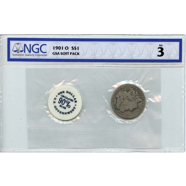 1901-O Morgan Dollar GSA SOFT PACK S$1 NGC AG3