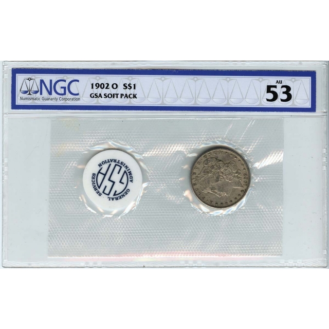 1902-O Morgan Dollar GSA SOFT PACK S$1 NGC AU53
