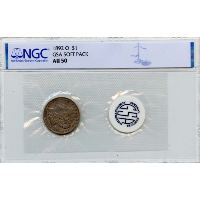 1892-O Morgan Dollar GSA NGC AU50 SOFT PACK S$1 