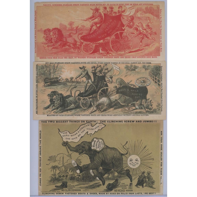 Eight Shoe Advertising Cards Circa 1870