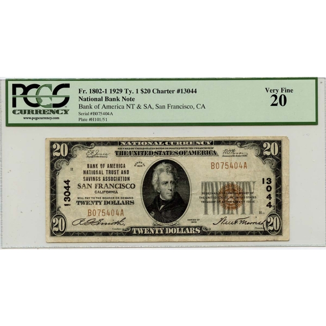 1929 Ty.1 $20 San Francisco National PCGS VF20 Ch#13044