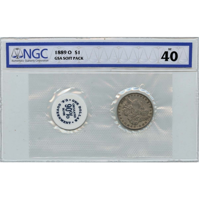 1889-O Morgan Dollar GSA SOFT PACK S$1 NGC XF40