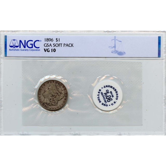 1896 Morgan Dollar GSA SOFT PACK S$1 NGC VG10 POP 9