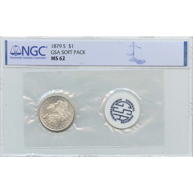 1879-S Morgan Dollar GSA SOFT PACK S$1 NGC MS62