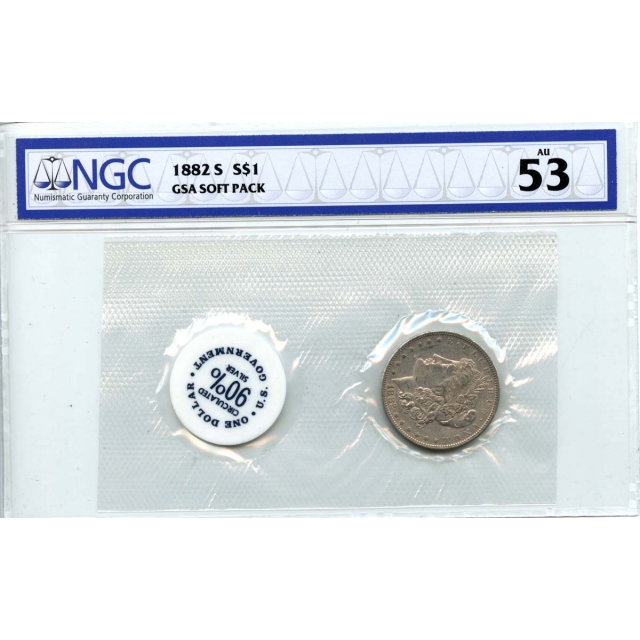 1882-S Morgan Dollar GSA SOFT PACK S$1 NGC AU53