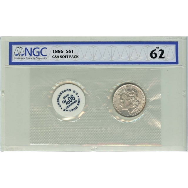 1886 Morgan Dollar GSA SOFT PACK S$1 NGC MS62