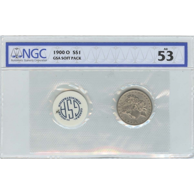 1900-O Morgan Dollar GSA SOFT PACK S$1 NGC AU53