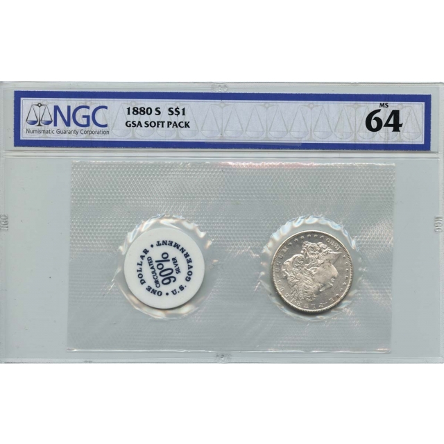 1880-S Morgan Dollar GSA SOFT PACK S$1 NGC MS64