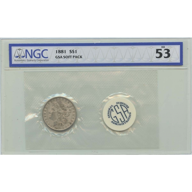 1881 Morgan Dollar GSA SOFT PACK S$1 NGC AU53
