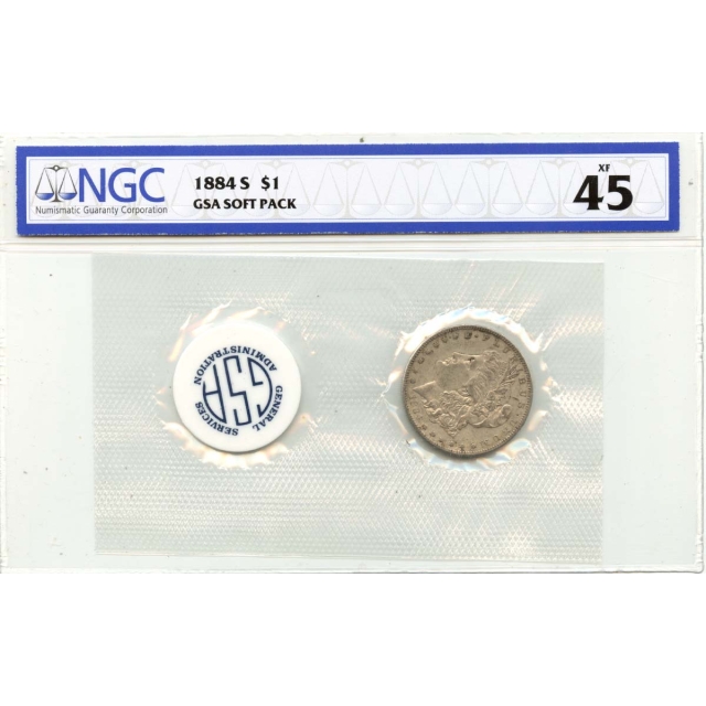1884-S Morgan Dollar NGC XF45 GSA SOFT PACK S$1 