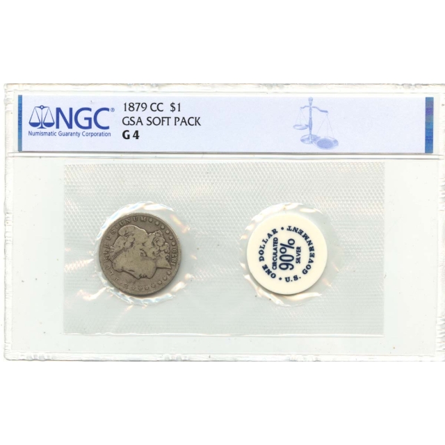1879-CC Morgan Dollar GSA SOFT PACK S$1 NGC G4