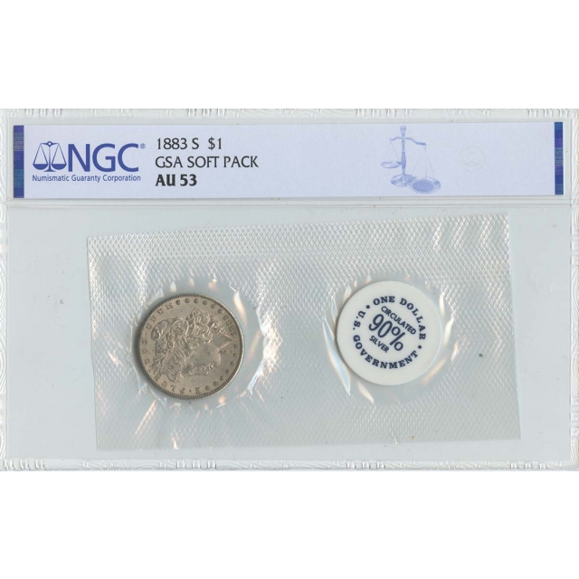 1883-S Morgan Dollar GSA SOFT PACK S$1 NGC AU53